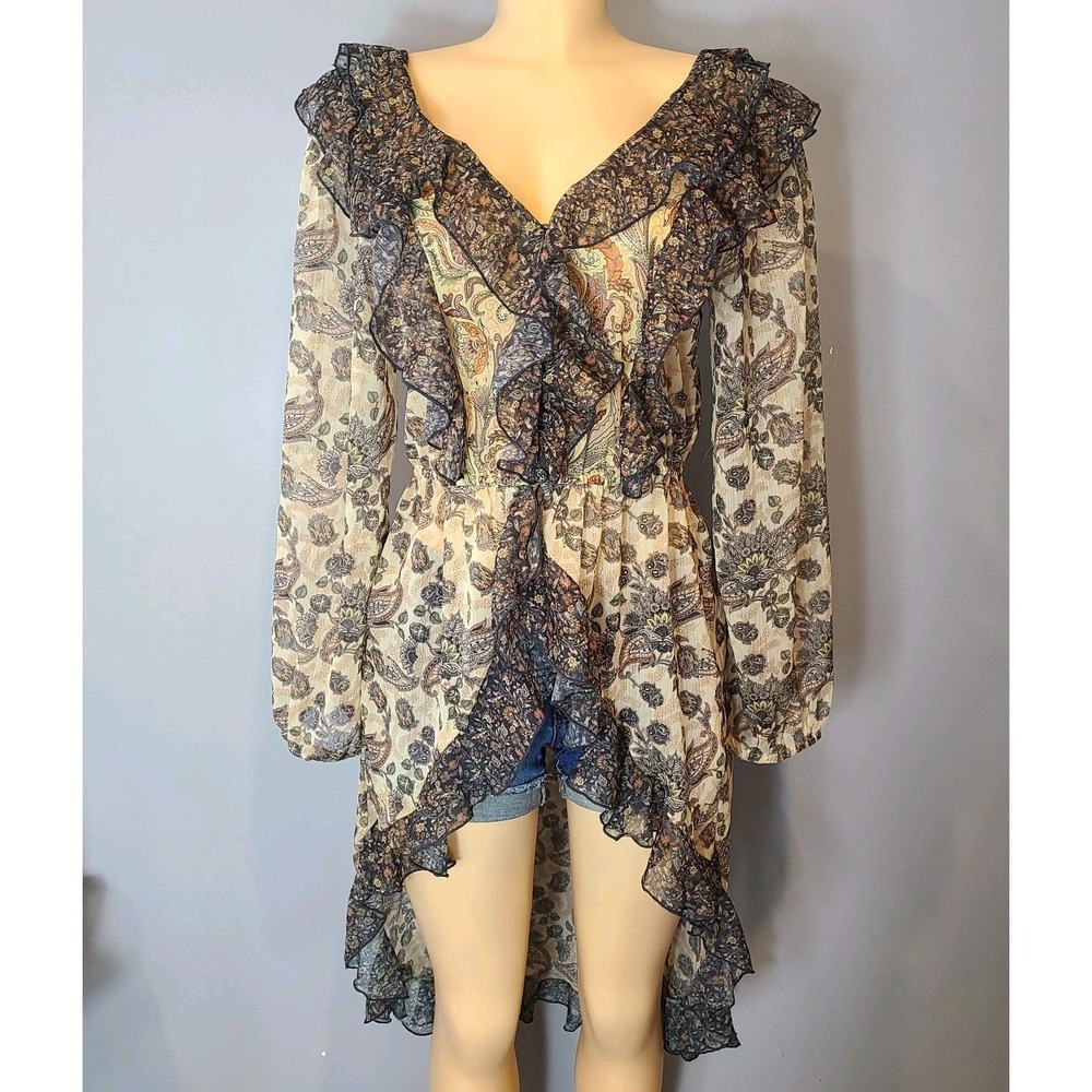 Anthropologie Ren Faire Jacket Dress Top Let Me Be S Sheer Maxi Granola Cottage